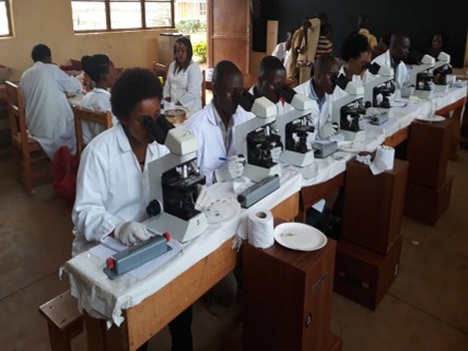 Lab Technicains Screening For Schistosomiasis